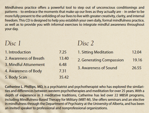 Mindfulness Meditations with Dr. Catherine Phillips - 2 CD Set